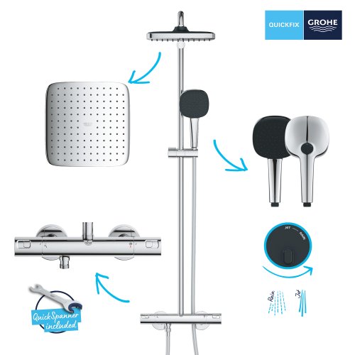 Душевая система с термостатом Grohe QuickFix Vitalio Comfort 250 (26696001)