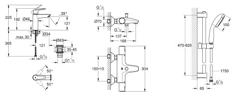 Набiр змiшувачiв QuickFix Start 3 в 1 для ванни (UA303304TM)