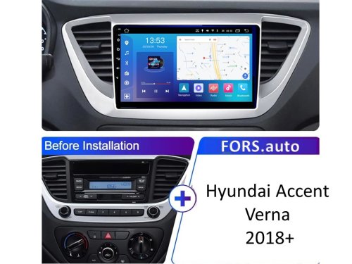 Штатная магнитола FORS.auto FS 4 PRO для Hyundai Accent/Verna (4+64Gb, 9") 2018+