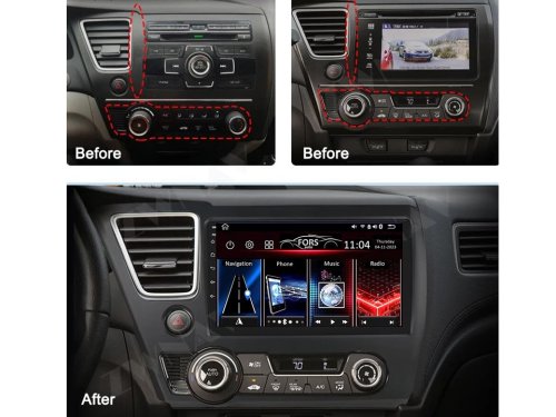 Штатная магнитола FORS.auto FS 6 MAX для Honda Civic (6+128Gb, 9") 2013-2016