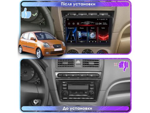 Штатная магнитола FORS.auto M300 для Kia Picanto (3+32Gb, 9") 2004-2007