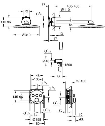 Душевая система Grohe QuickFix Precision SmartControl Vitalio SmartActive 310 (34874000)