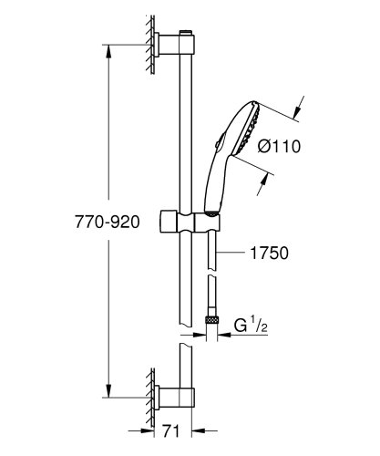 Душевой гарнитур Grohe QuickFix Vitalio Start 110, 3 режима струи (26956001)
