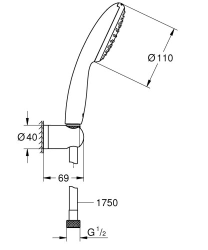 Душевой набор Grohe Quickfix Vitalio Start 110, 1 режим струи (27944001)