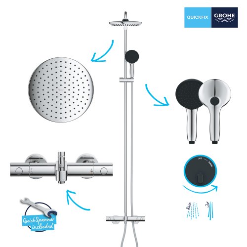 Душевая система с термостатом для ванны GroheQuickfix Vitalio Start 250 (26988001)