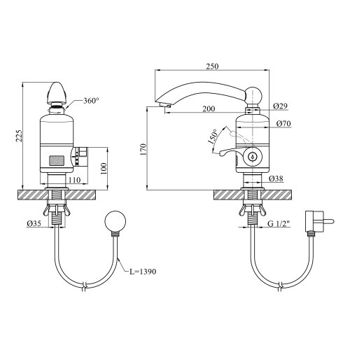 Проточный водонагреватель Kroner KRM Volt-CW092 с дисплеем