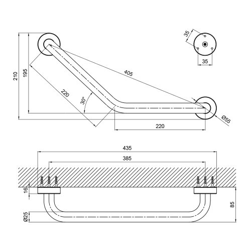 Поручень Lidz Oreo 0302 изогнутый LDORE0302CRM22319 Chrome