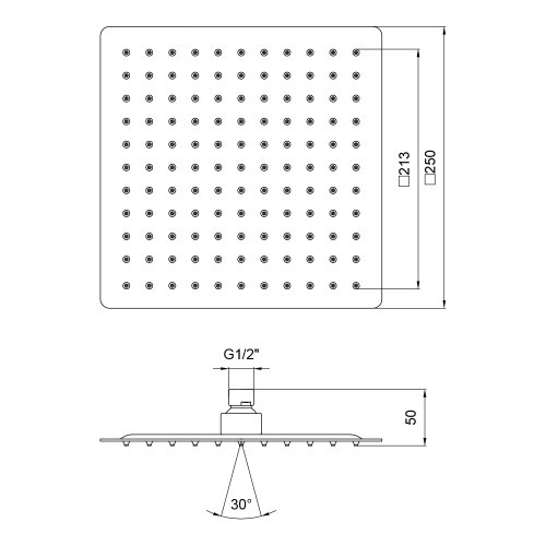 Лейка для верхнего душа Lidz Niagara 225 250x250 мм прямоугольная LDNIA225CRM32452 Chrome