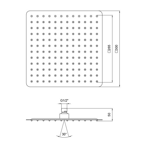Лейка для верхнего душа Lidz Niagara 230 300x300 мм прямоугольная LDNIA230CRM32453 Chrome