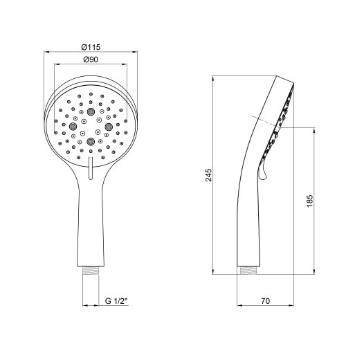 Лейка для ручного душа Qtap Rucni 115 мм округлая QTRUCA115O3PCW Chrome/White