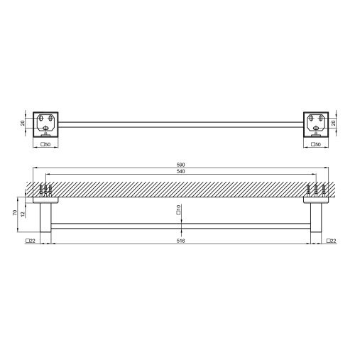 Тримач для рушника Qtap Crow 590 мм QTDRZAK7201103C Chrome (Dr??k)