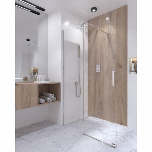 набор Qtap: Душевая стенка Walk-In GLIDE, 120x190 + Линейный трап 800 мм