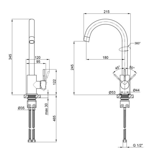 Змішувач для кухні Lidz Aria 015F (k35) LDARI015FBLA45288 Black/White