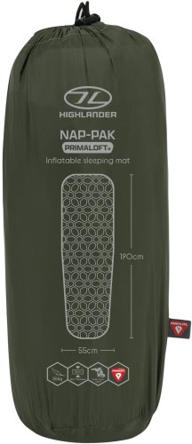 Надувной коврик Highlander Nap-Pak Inflatable Sleeping Mat PrimaLoft 5 cm Olive (AIR072-OG)