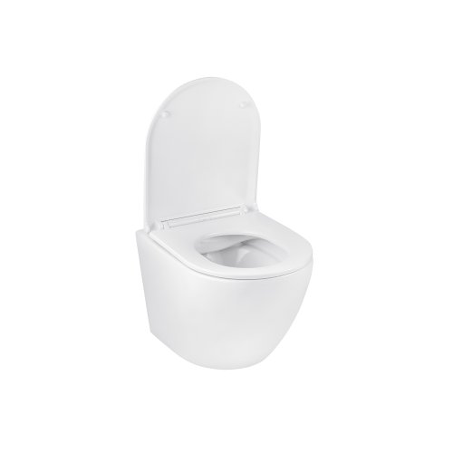 Унитаз подвесной Kroner Harz WHI493736 RIMLESS безобедочный с сиденьем Slim Duroplast / Soft-close / Quick relase