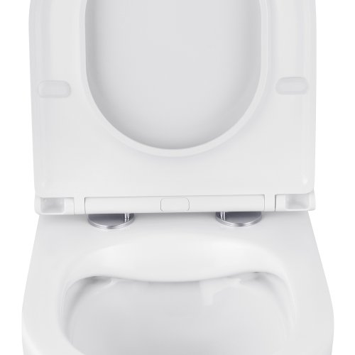 Унитаз подвесной Kroner Harz WHI493736 RIMLESS безобедочный с сиденьем Slim Duroplast / Soft-close / Quick relase