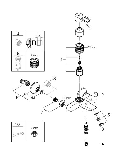 Набор смесителей Grohe BauLoop New 3 в 1, для ванной (UA123214S0)