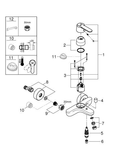 Набор смесителей Grohe QuickFix Get 3 в 1, для ванной (UA202702MQ)
