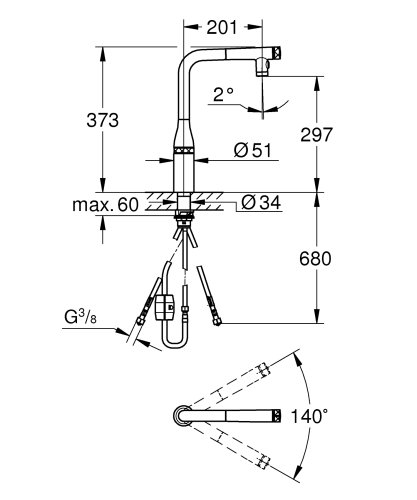 Однорычажный смеситель для мойки Grohe Essence (31892KF0)