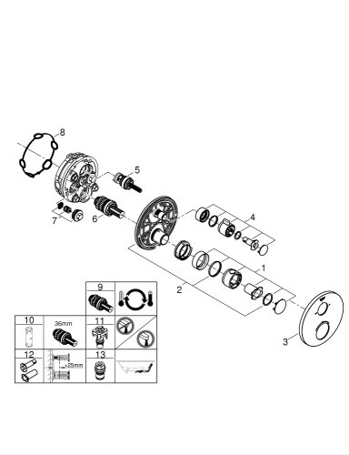 Термостат для душа Grohe Grohtherm с переключателем на 2 положения ванна/душ (24077000)