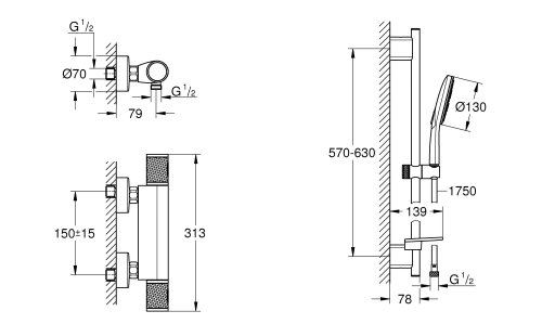Термостат для душа Grohe QuickFix Precision Feel с душевым гарнитуром Rainshower SmartActive (UA202908T2)