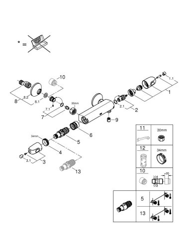 Термостат для душу швидкозйомний Grohe Grohtherm 1000 (34550000)