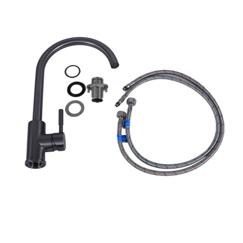 Смеситель кухонный Platinum PVD черный 8003А-LI