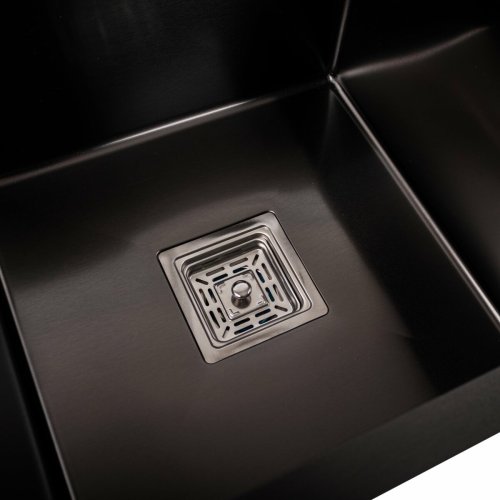 Кухонная мойка Platinum Handmade PVD HDB черная 780х430х230 на две чаши (квадратный сифон, 3.0/1.0)