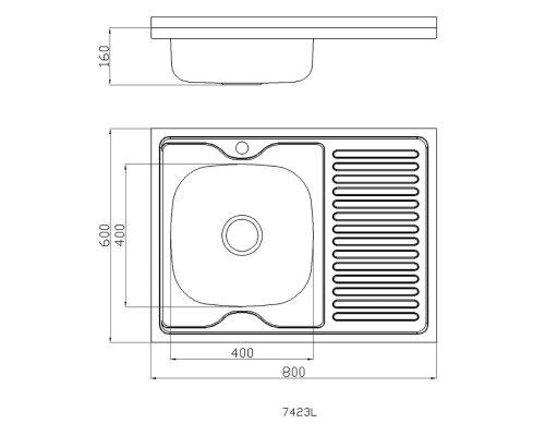 Кухонная мойка из нержавеющей стали Platinum САТИН 8060 L (0.5/160 мм)