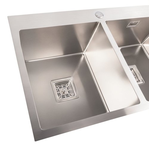 Кухонная мойка нержавейка Platinum Handmade HDB 78*48 на две чаши (квадратный сифон,3.0/1.0)