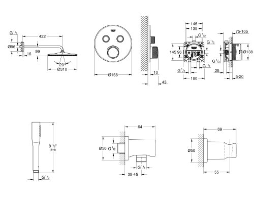 Душевая система Grohe Grohtherm SmartControl Rainshower Mono 310 (UA122507KF)