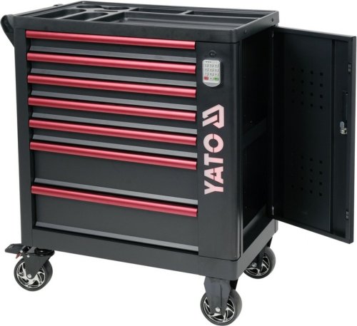 Шкаф-тележка для инструментов YATO с 7 ящиками, 982x 755x 455 мм, кодовый замок [1]