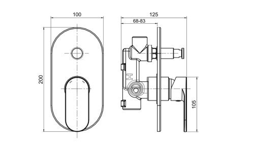 Змішувач для ванни/душа прихованого монтажу Koller Pool Round Arc RA10150