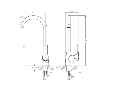 Смеситель для кухни 35 мм Koller Pool Twist TW0500