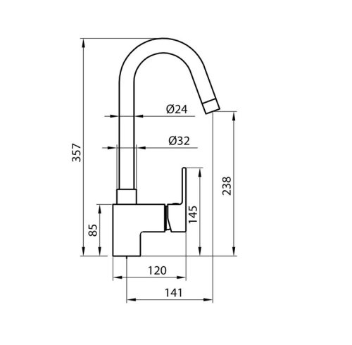 Смеситель для мойки 35 мм Koller Pool Round Arc RA0500
