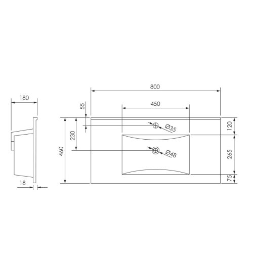 Комплект мебели IMPRESE VALTICE 80см, серый: тумба подвесная, 2 ящика + накладной умывальник арт i11042D (f3212G)
