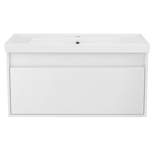 Комплект мебели IMPRESE LABE 80см, белый: подвесная тумба, 1 ящик + умывальник накладной арт i110302 (f3214W)