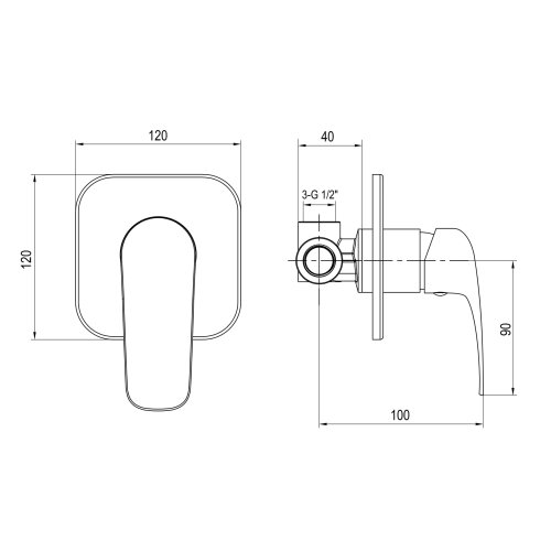 Змiшувач прихованого монтажу для душу RJ FLORA (RBZ072-5C)