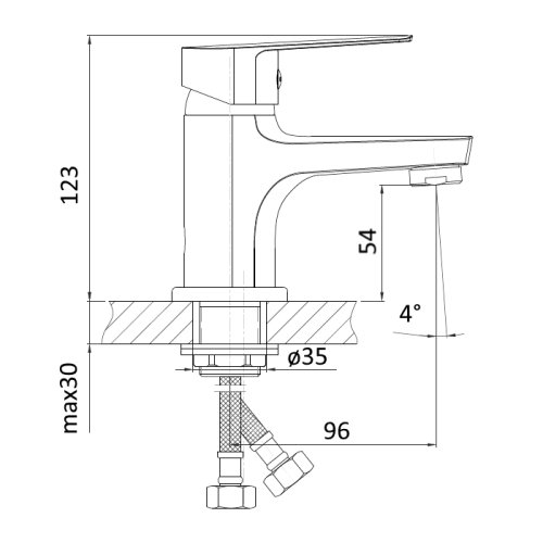 Смеситель для умывальника однорычажный RJ LOTUS, хром 35 мм (RBZZ002-1)