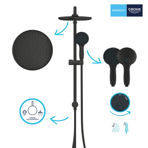 Душевая система Flex с переключателем настенного монтажа Grohe Quickfix Vitalio Start System 250 (266802431)