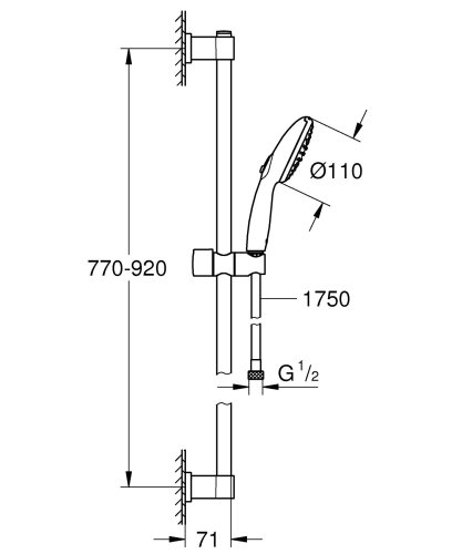 Душевой гарнитур, 2 режима струи Grohe QuickFix Vitalio Start 110 (269542431)