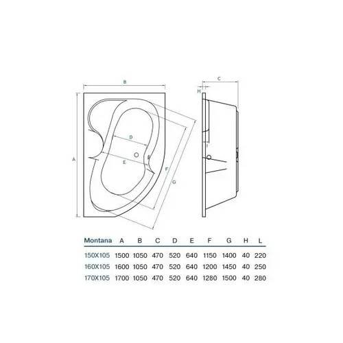 Ванна Koller Pool Montana 150 P + сифон + ніжки (MONTANA150X105R+WBW0001+B70CМMA-57)