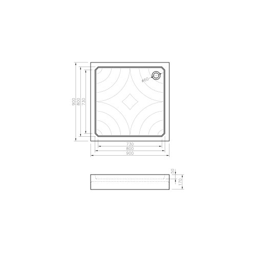 Поддон Koller Pool Grace акриловый 90x90, квадратный (GRACE90S)