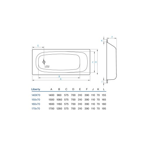 Ванна Koller Pool Liberty 150х70 (B50C2200E)