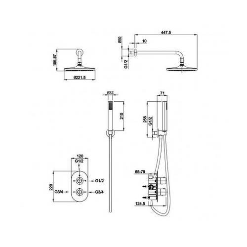 Душевая система Koller Pool с термостатом скрытого монтажа (CTR023)