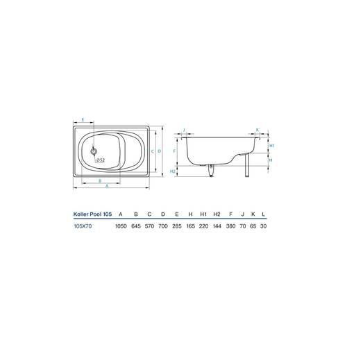 Ванна Koller Pool 105х70E с сиденьем (B05E2200E)