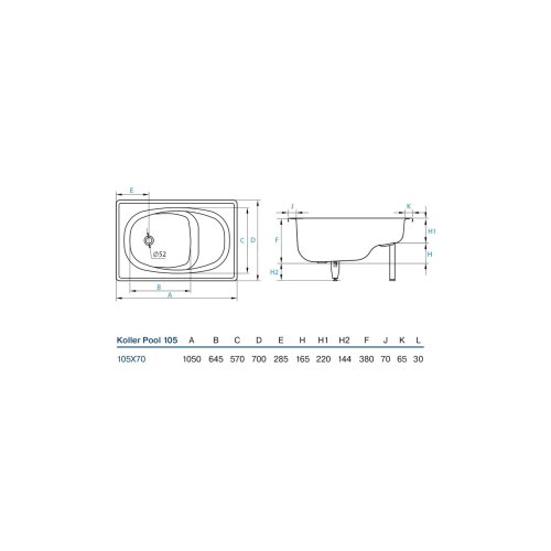 Ванна Koller Pool 105х70E с сиденьем (B05E2200E)