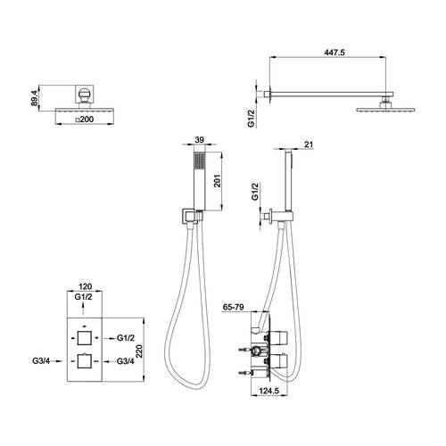 Душевая система Koller Pool с термостатом скрытого монтажа (CTQ021)