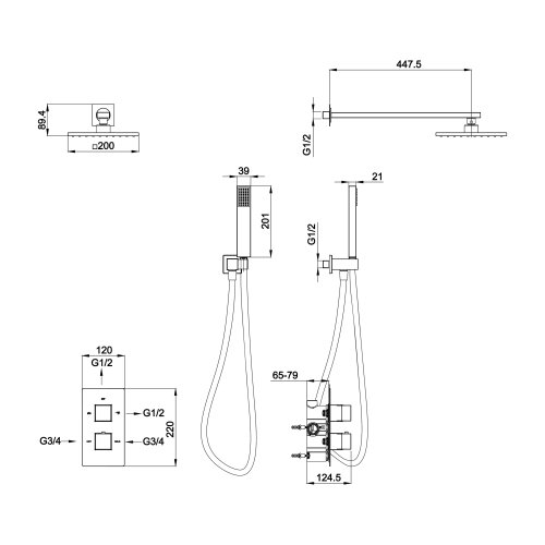 Душевая система Koller Pool с термостатом скрытого монтажа (CTQ021)