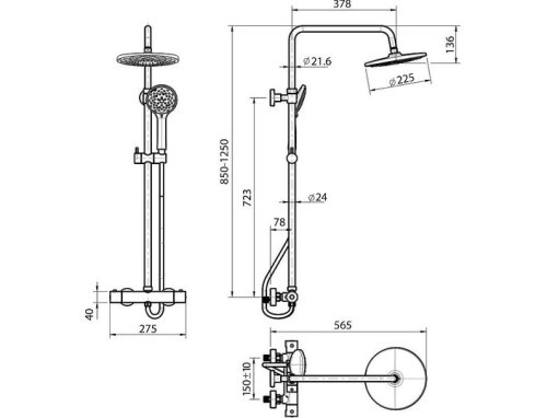 Душевая система с термостатом Koller Pool Round (RNST002)
